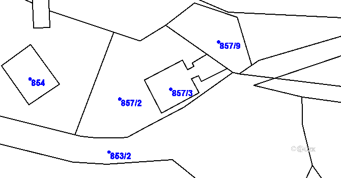 Parcela st. 857/3 v KÚ Hodslavice, Katastrální mapa