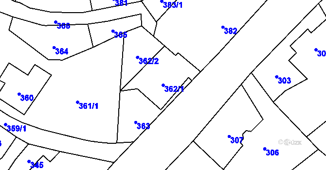 Parcela st. 362/1 v KÚ Hodslavice, Katastrální mapa