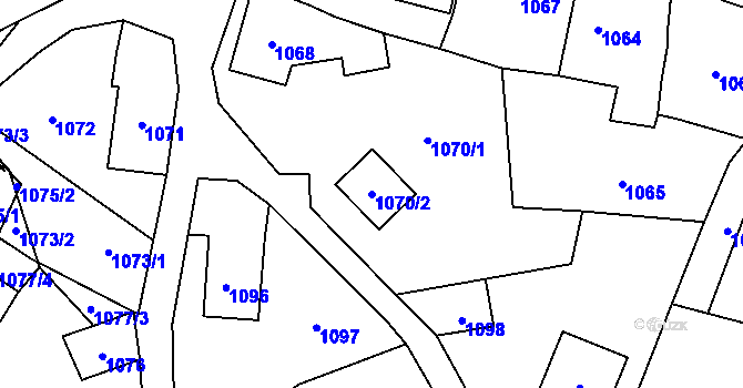 Parcela st. 1070/2 v KÚ Hodslavice, Katastrální mapa
