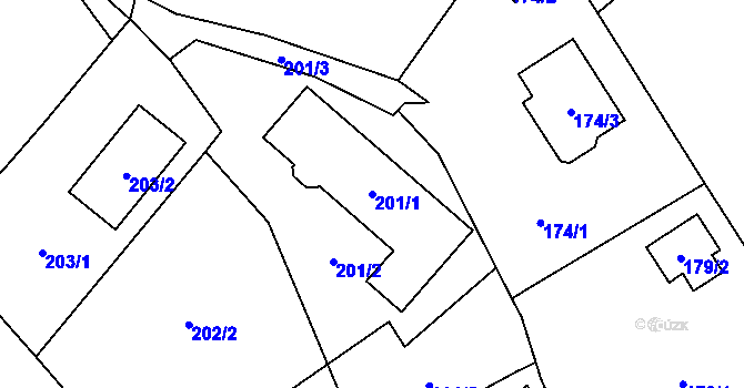 Parcela st. 201/1 v KÚ Hodslavice, Katastrální mapa