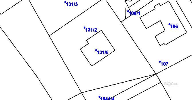 Parcela st. 131/6 v KÚ Hodslavice, Katastrální mapa