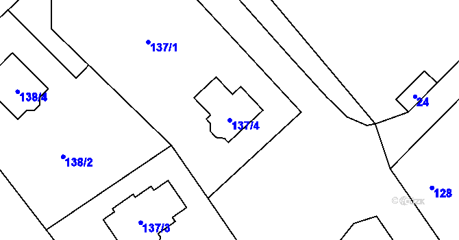 Parcela st. 137/4 v KÚ Hodslavice, Katastrální mapa