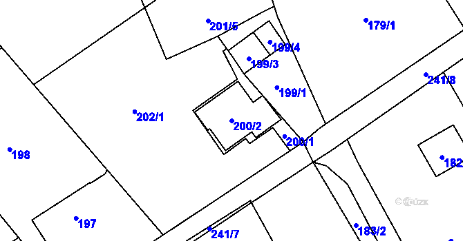 Parcela st. 200/2 v KÚ Hodslavice, Katastrální mapa