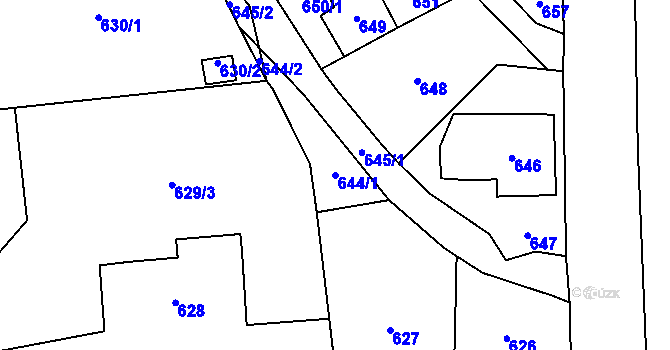 Parcela st. 644/1 v KÚ Hodslavice, Katastrální mapa