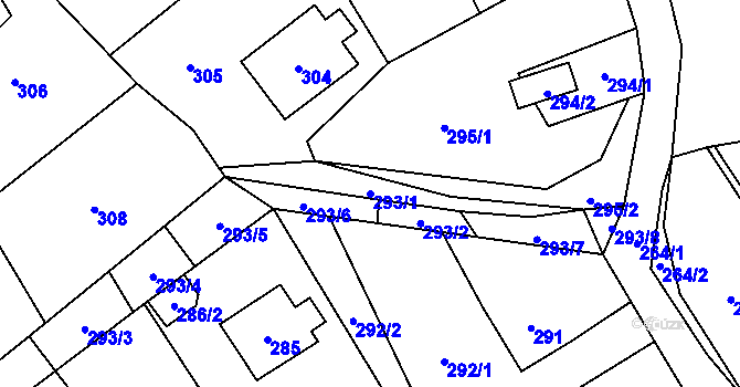 Parcela st. 293/1 v KÚ Hodslavice, Katastrální mapa