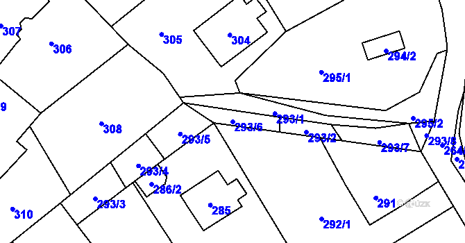 Parcela st. 293/6 v KÚ Hodslavice, Katastrální mapa