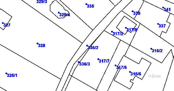 Parcela st. 336/2 v KÚ Hodslavice, Katastrální mapa