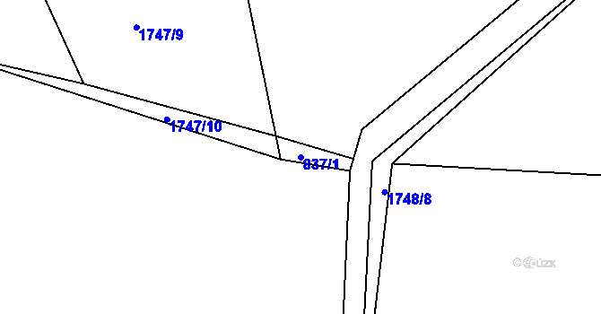 Parcela st. 837/1 v KÚ Hodslavice, Katastrální mapa