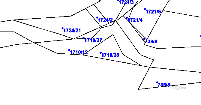 Parcela st. 1710/38 v KÚ Hodslavice, Katastrální mapa