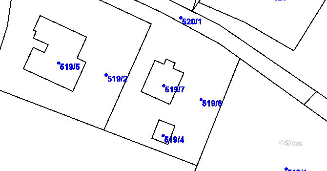 Parcela st. 519/7 v KÚ Hodslavice, Katastrální mapa