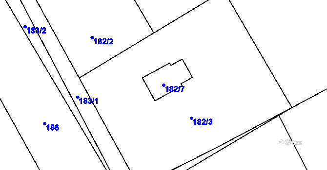 Parcela st. 182/7 v KÚ Hodslavice, Katastrální mapa