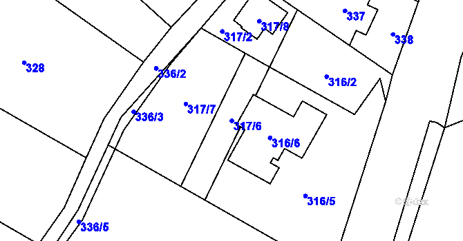 Parcela st. 317/6 v KÚ Hodslavice, Katastrální mapa