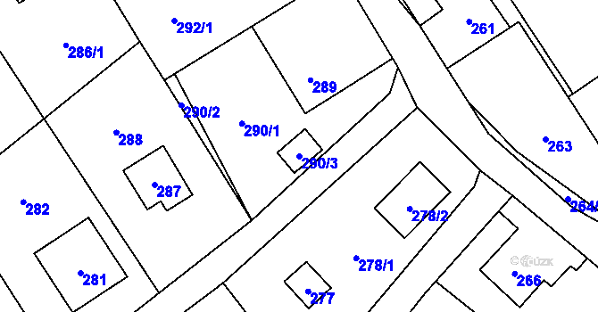 Parcela st. 290/3 v KÚ Hodslavice, Katastrální mapa