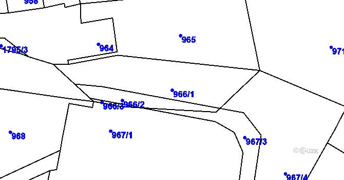 Parcela st. 966/1 v KÚ Hodslavice, Katastrální mapa