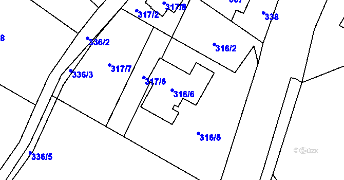 Parcela st. 316/6 v KÚ Hodslavice, Katastrální mapa