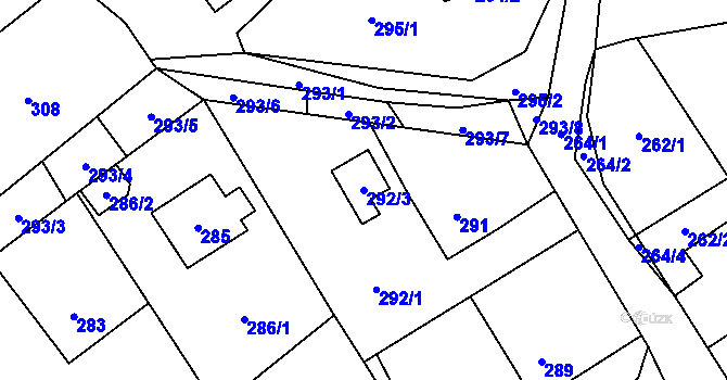Parcela st. 292/3 v KÚ Hodslavice, Katastrální mapa