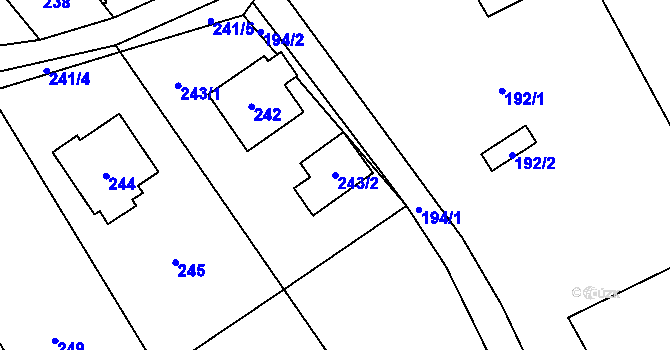 Parcela st. 243/2 v KÚ Hodslavice, Katastrální mapa