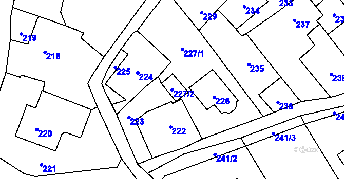 Parcela st. 227/2 v KÚ Hodslavice, Katastrální mapa