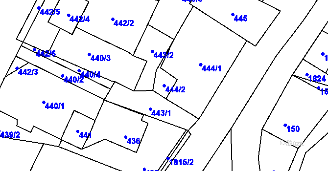Parcela st. 444/2 v KÚ Hodslavice, Katastrální mapa