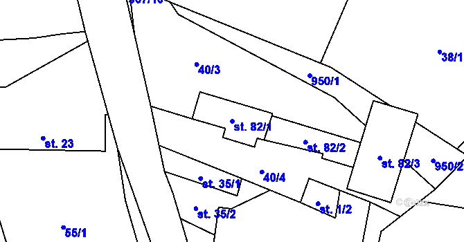 Parcela st. 82/1 v KÚ Hojanovice, Katastrální mapa