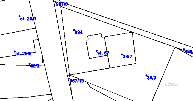 Parcela st. 57 v KÚ Hojanovice, Katastrální mapa