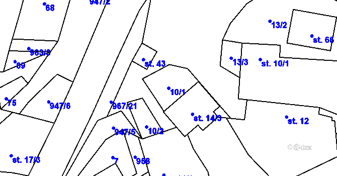 Parcela st. 10/1 v KÚ Hojanovice, Katastrální mapa