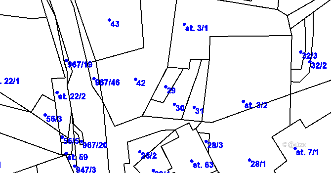 Parcela st. 29 v KÚ Hojanovice, Katastrální mapa