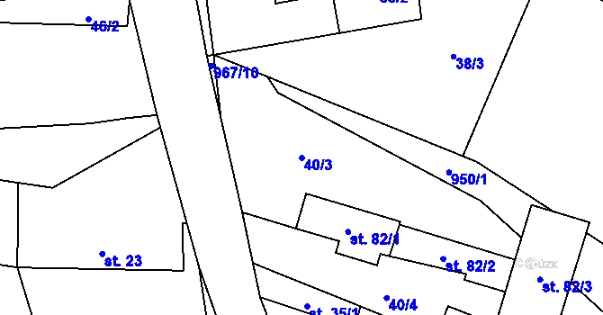 Parcela st. 40/3 v KÚ Hojanovice, Katastrální mapa