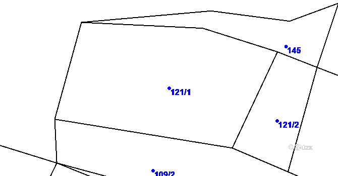 Parcela st. 121/1 v KÚ Hojanovice, Katastrální mapa
