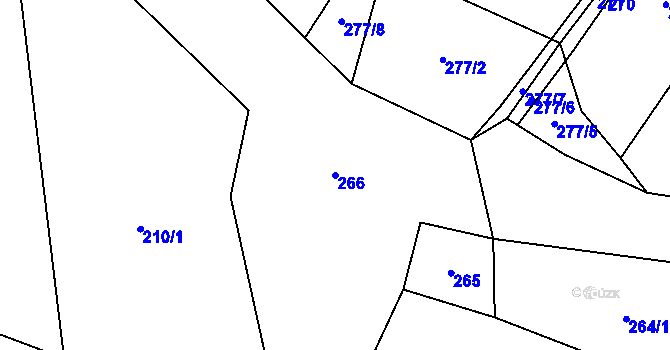 Parcela st. 266 v KÚ Hojanovice, Katastrální mapa