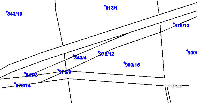 Parcela st. 976/12 v KÚ Hojanovice, Katastrální mapa