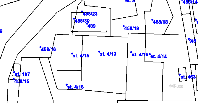 Parcela st. 4/13 v KÚ Hoješín, Katastrální mapa