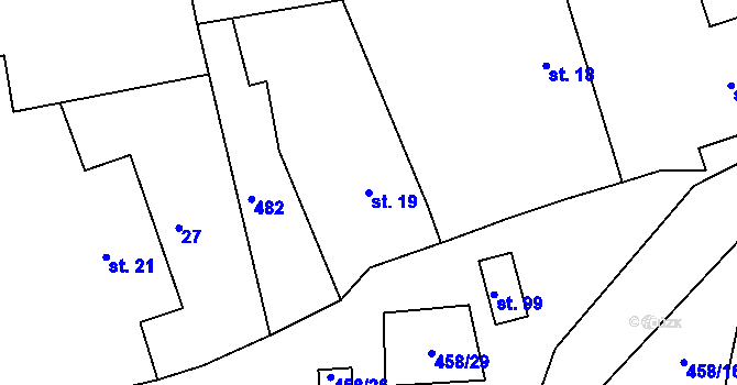 Parcela st. 19 v KÚ Hoješín, Katastrální mapa
