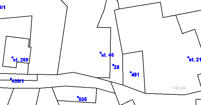 Parcela st. 46 v KÚ Hoješín, Katastrální mapa