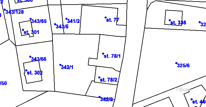 Parcela st. 78/1 v KÚ Hoješín, Katastrální mapa