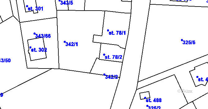 Parcela st. 78/2 v KÚ Hoješín, Katastrální mapa