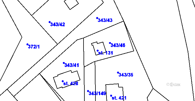 Parcela st. 131 v KÚ Hoješín, Katastrální mapa