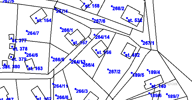 Parcela st. 156 v KÚ Hoješín, Katastrální mapa