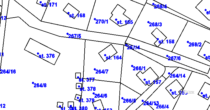 Parcela st. 164 v KÚ Hoješín, Katastrální mapa