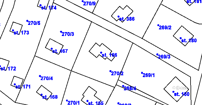 Parcela st. 166 v KÚ Hoješín, Katastrální mapa