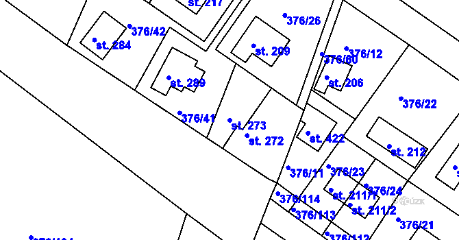 Parcela st. 273 v KÚ Hoješín, Katastrální mapa