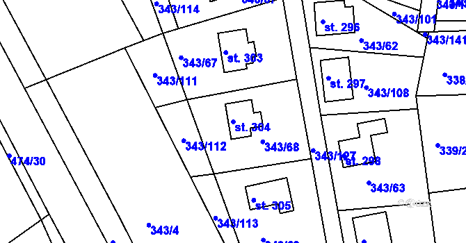 Parcela st. 304 v KÚ Hoješín, Katastrální mapa