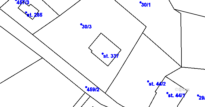 Parcela st. 337 v KÚ Hoješín, Katastrální mapa