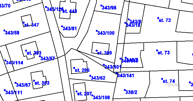 Parcela st. 369 v KÚ Hoješín, Katastrální mapa