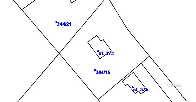 Parcela st. 373 v KÚ Hoješín, Katastrální mapa