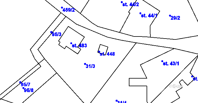 Parcela st. 448 v KÚ Hoješín, Katastrální mapa