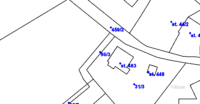 Parcela st. 95/3 v KÚ Hoješín, Katastrální mapa