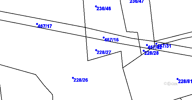 Parcela st. 228/27 v KÚ Hoješín, Katastrální mapa