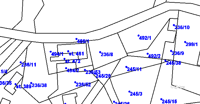 Parcela st. 236/8 v KÚ Hoješín, Katastrální mapa