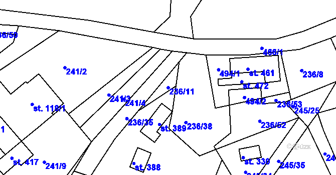 Parcela st. 236/11 v KÚ Hoješín, Katastrální mapa